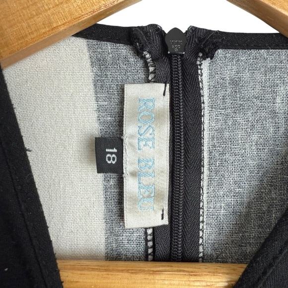 Rose Bleu Girls Black 3/4 Sleeve Dress Size 18 Blue White Stripe Detail - Picture 10 of 10